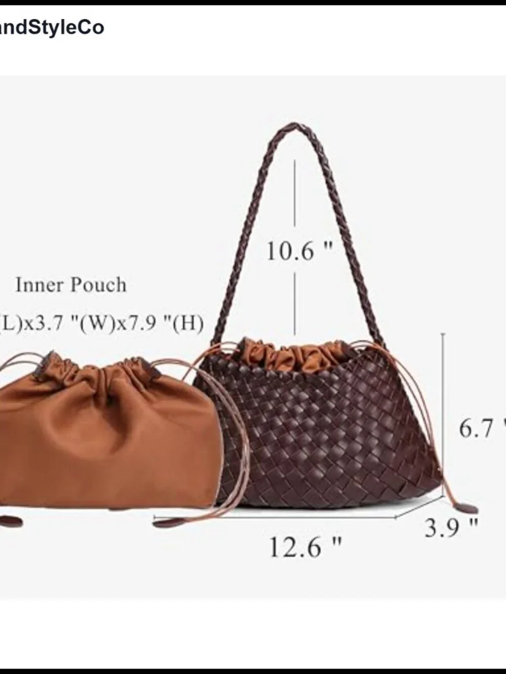 Trendy Woven Hobo Bag Women PU Leather Suede Bucket Purse Shoulder Tote Handbag